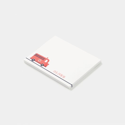 Monogramboeien van Cute Red Navy Fire Truck Engine Post-it® Notes (Schuin)