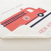 Monogramboeien van Cute Red Navy Fire Truck Engine Sherpa Deken (3/4)
