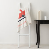 Monogramboeien van Cute Red Navy Fire Truck Engine Sherpa Deken (In situ)