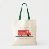 Monogramboeien van Cute Red Navy Fire Truck Engine Tote Bag (Voorkant)