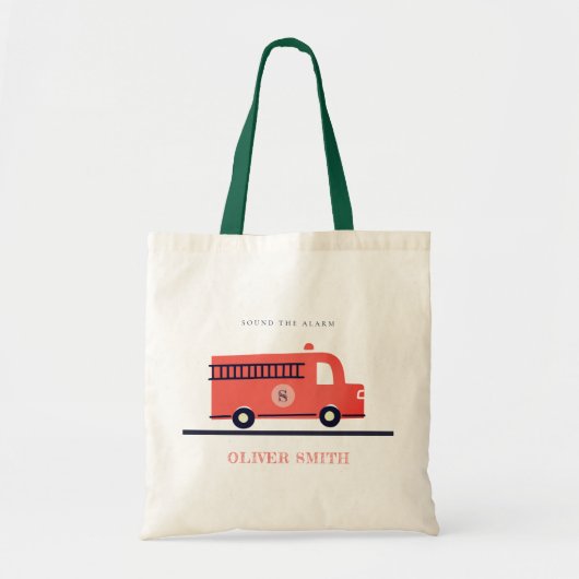 Monogramboeien van Cute Red Navy Fire Truck Engine Tote Bag (Voorkant)