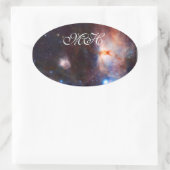 Monogrambranden van de vlam in Orion Ovale Sticker (Tas)