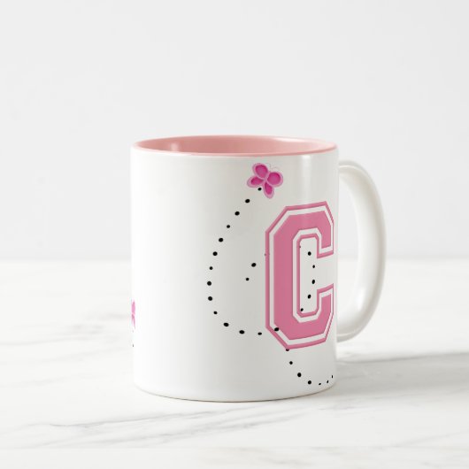 Monogrambrief C Tweekleurige Koffiemok (Voorkant rechts)