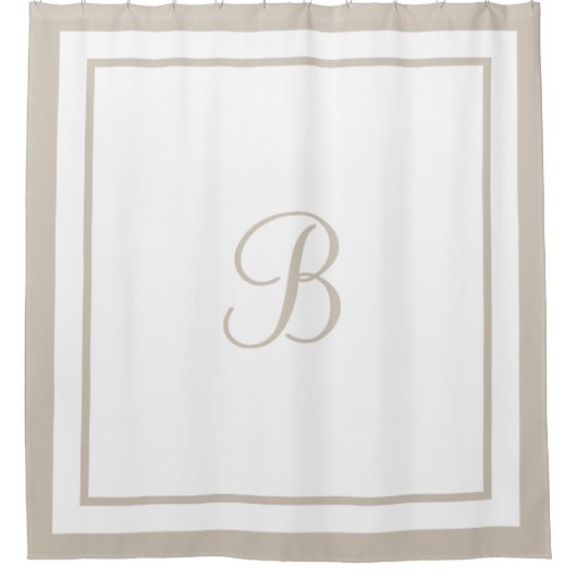 Monogrambrief Elegant beige Border Script Douchegordijn (Voorkant)
