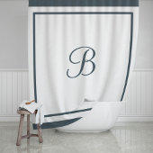 Monogrambrief Elegant Dark Slate Border Script Douchegordijn