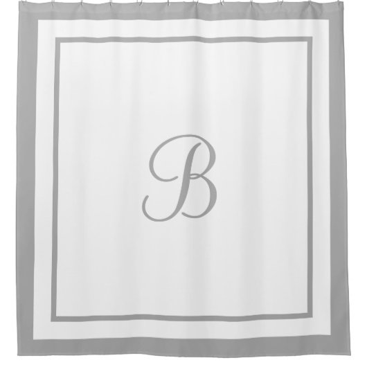 Monogrambrief Elegant grijs rand Douchegordijn (Voorkant)