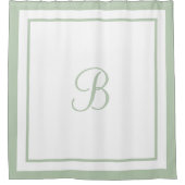 Monogrambrief Elegant Sage Green Border Script Douchegordijn (Voorkant)