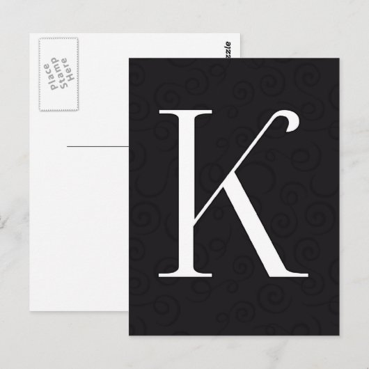 Monogrambrief K Briefkaart (Voorkant / Achterkant)
