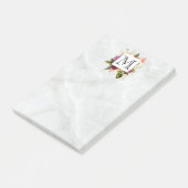 Monogrambrief roze Waterverf Flowers Post-it® Notes (Schuin)