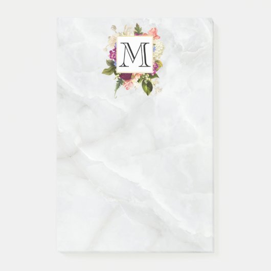 Monogrambrief roze Waterverf Flowers Post-it® Notes (Voorkant)