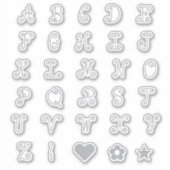 Monogrambrief van Fun Swirly Silver Alphabet Initi Sticker (Voorkant)