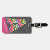 Monogrambrief van het karton A met Bright Chevrons Bagagelabel (Voorkant horizontaal)