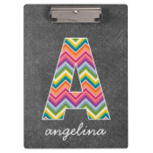 Monogrambrief van het karton A met Bright Chevrons Klembord (Voorkant)