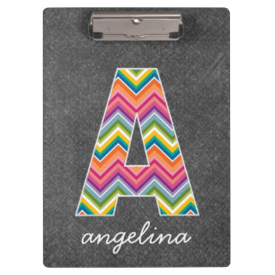Monogrambrief van het karton A met Bright Chevrons Klembord