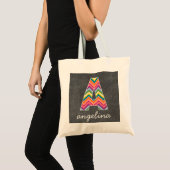 Monogrambrief van het karton A met Bright Chevrons Tote Bag (Voorkant (product))