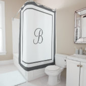 Monogrambrief voor Elegant Charcoal Border Douchegordijn (In situ)