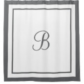 Monogrambrief voor Elegant Charcoal Border Douchegordijn (Voorkant)