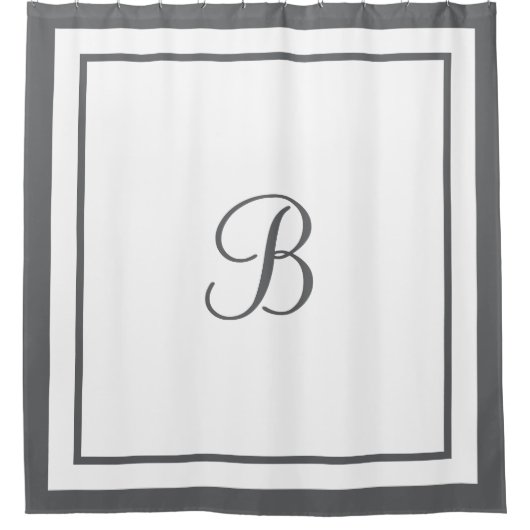 Monogrambrief voor Elegant Charcoal Border Douchegordijn (Voorkant)