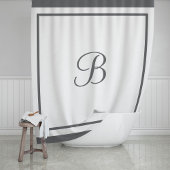 Monogrambrief voor Elegant Charcoal Border Douchegordijn
