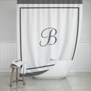Monogrambrief voor Elegant Charcoal Border Douchegordijn