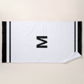 Monogrambrief voor zwarte rand legant strandlaken (Voorkant)