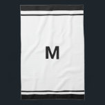 Monogrambrief voor zwarte rand legant theedoek<br><div class="desc">Naam Keukenhanddoek Modern Stijlvol Elegant Monogram Script Naam Keukenhanddoek</div>