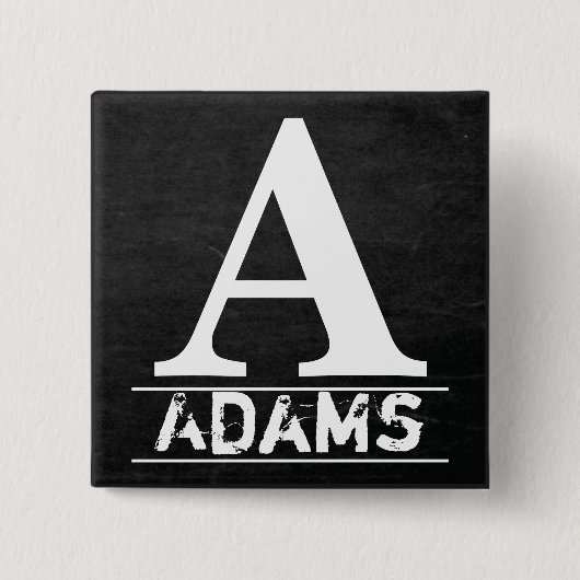 Monogrambrieven van Chalkboard Vierkante Button 5,1 Cm (Voorkant)