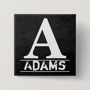 Monogrambrieven van Chalkboard Vierkante Button 5,1 Cm