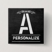 Monogrambrieven van Chalkboard Vierkante Button 5,1 Cm (Voorkant)