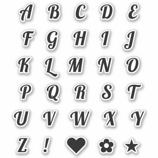 Monogrambrieven van het Initiaal Fun Black Font Al Sticker (Voorkant)