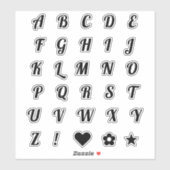 Monogrambrieven van het Initiaal Fun Black Font Al Sticker (Vel)