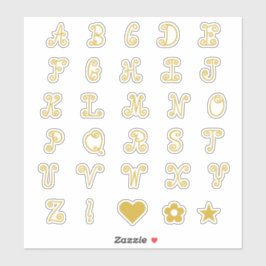 Monogrambrieven van het Zwirly Gold Font Alphabet  Sticker