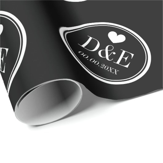 Monogrambruiloft, verpakkingspapier voor bruin- en cadeaupapier (Rol Hoek)