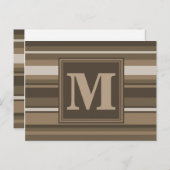 Monogrambruine strepen briefkaart (Voorkant / Achterkant)