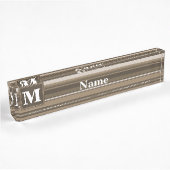 Monogrambruine strepen naambordje