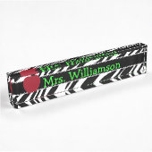 Monogrambureau Zebra Print & Red Apple Name Bord Naambordje