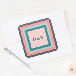 Monogramcadeautags, Initialen, Strand Kleurenpalet Vierkante Sticker