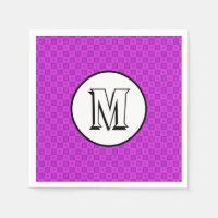 Monogramcirkels en vierkanten op een paars patroon