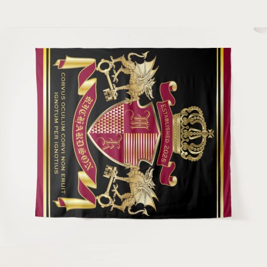 Monogramcoat van het wapenarsenaal rode gouddraak  wandkleed (Voorkant (horizontaal))