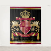 Monogramcoat van het wapenarsenaal rode gouddraak  wandkleed (Voorkant)