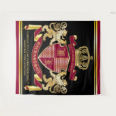 Monogramcoat van het wapenarsenaal Rode goudmakree Wandkleed (Voorkant (horizontaal))