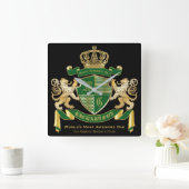 Monogramcoat van wapengroen goudmakreel vierkante klok (Huis)