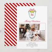 Monogramcrest met kerstfoto van Lemons Feestdagenkaart (Voorkant / Achterkant)