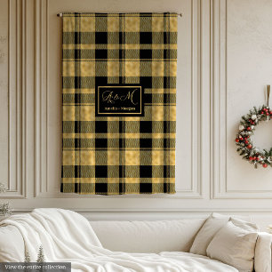 Monogramdeken Elegant Zwart Goud Verjaardagscadeau Fleece Deken