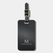 Monograme Black Gray Brushed Aluminum Texture Bagagelabel (Voorkant verticaal)