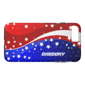 Monogramed Abstract Amerikaans vlagontwerp Case-Mate iPhone Case (Achterkant (Horizontaal))