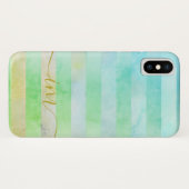 Monogramed Abstracte Turquois Stripes in Waterverf Case-Mate iPhone Case (Achterkant (horizontaal))