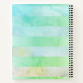 Monogramed Abstracte Turquois Stripes in Waterverf Notitieboek (Achterkant)