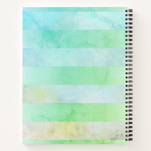 Monogramed Abstracte Turquois Stripes in Waterverf Notitieboek (Achterkant)