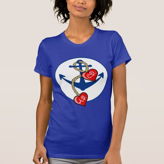 Monogramed Anchor met hart T-shirt (Voorkant)